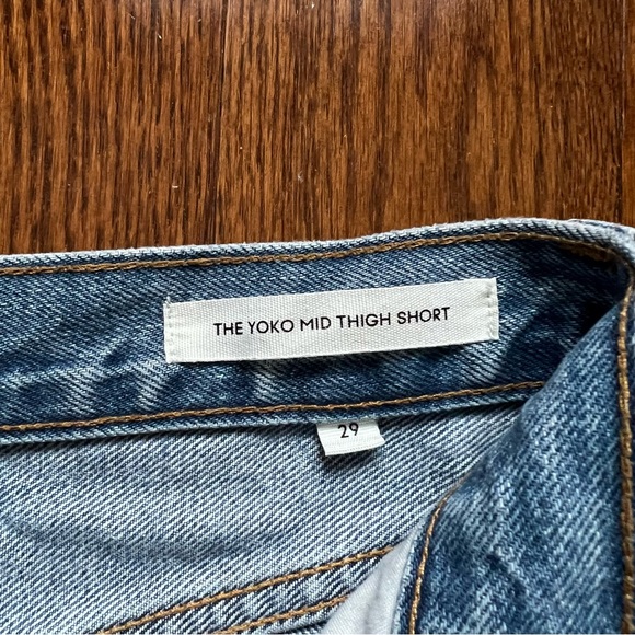 Aritzia Denim Forum Yoko High Rise Mid Thigh Cut-Off Denim Shorts - Size 29 - Picture 9 of 16